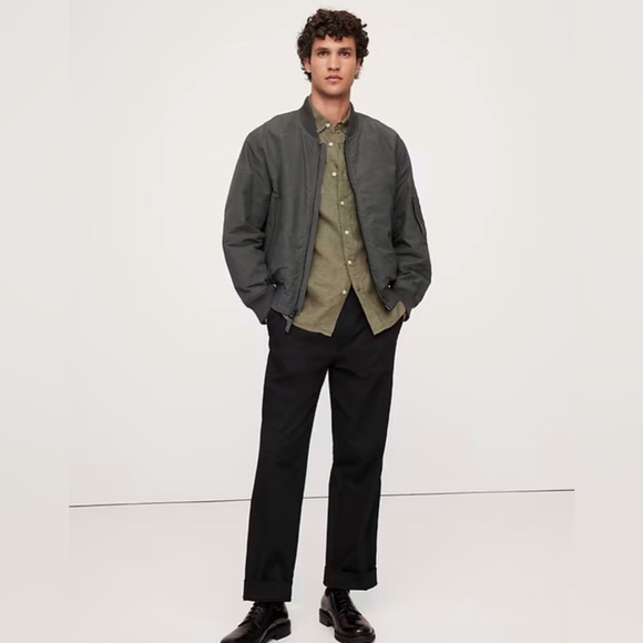 Banana Republic Men's 100% Linen Olive Green Short Sleeve Button Front Shirt XL - Picture 1 of 7